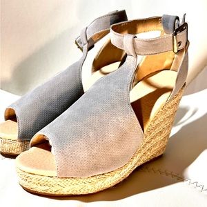Brand New, Perfect Condition, Never Worn. Gray Wedges. Sz 38 (7 1/2)